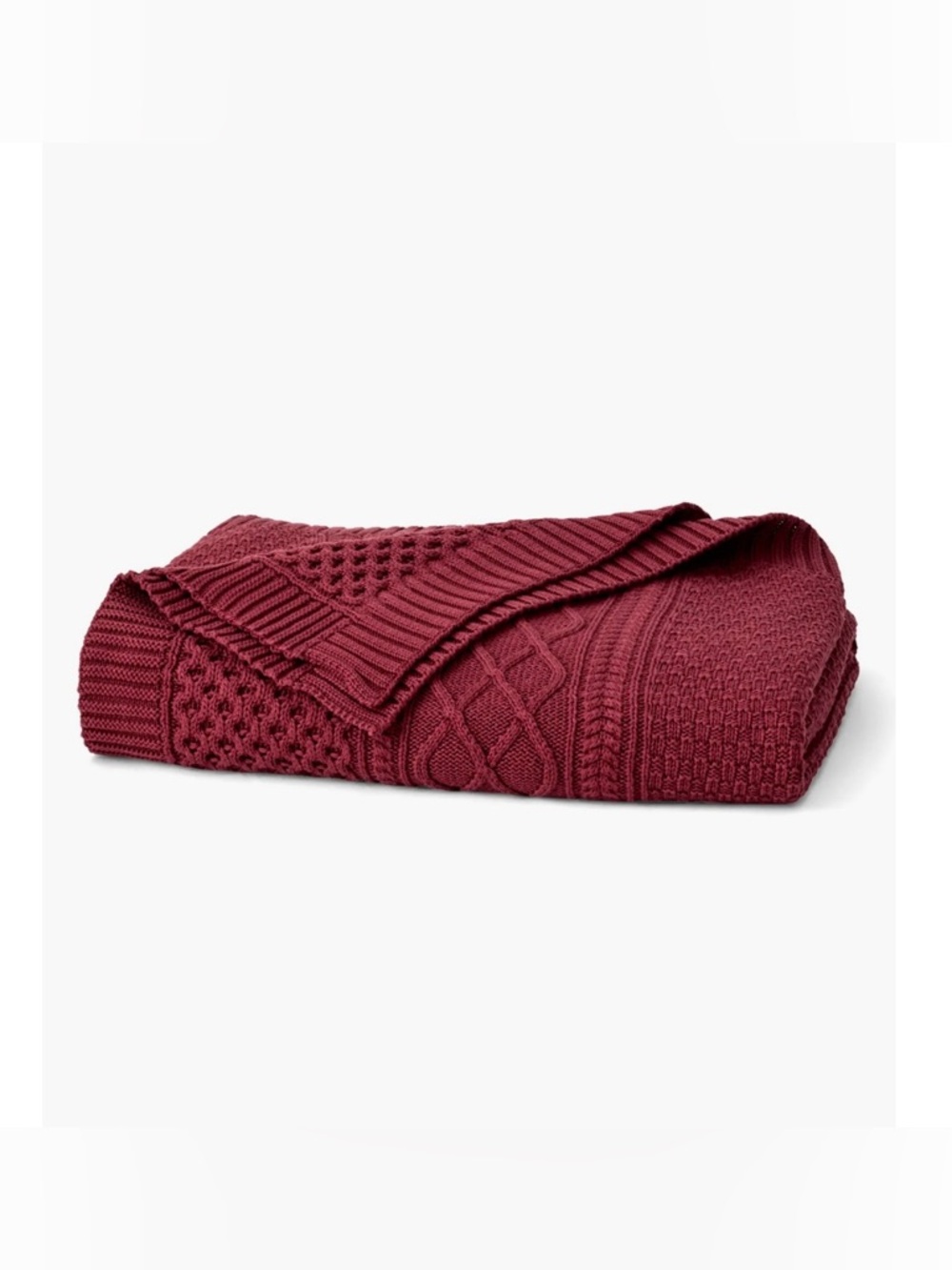 Boll & Branch Aran Cable Organic Cotton Throw Cranberry